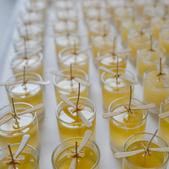 Fresh poured candles drying